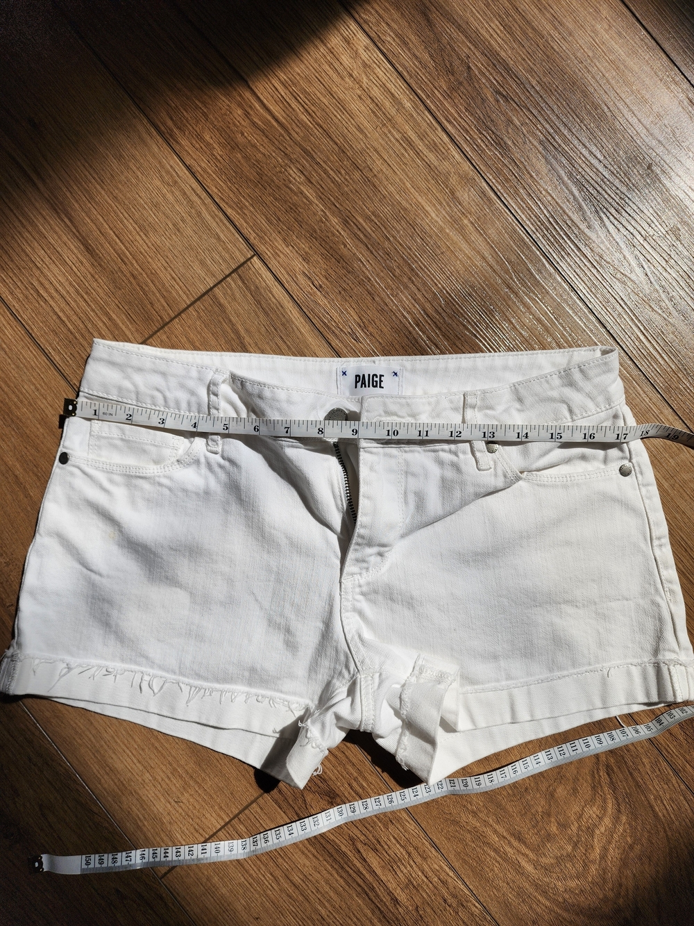 PAIGE White Denim Shorts - Women's Classic Cut